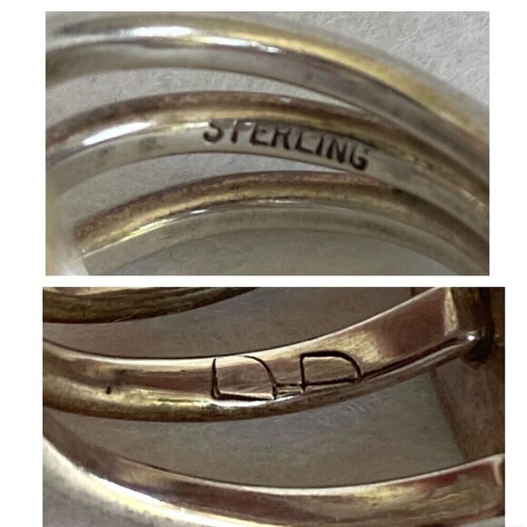 VTG Sterling Silver Southwest Style Oval Bezel Set Turquoise Triple Shank Ring - Picture 9 of 16